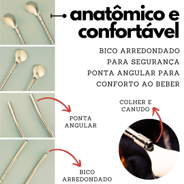 Colher canudo aço inox 22cm (6un + escova) - Imagem 5