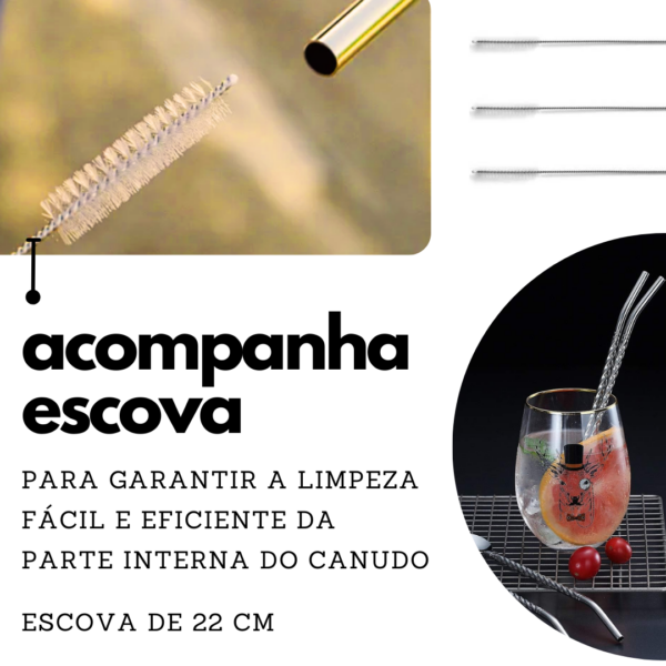 Colher canudo aço inox 22cm (6un + escova) - Imagem 6