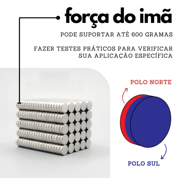 Imã de neodímio N35 Disco - MODELO: 6x2mm - 1 unidade - Imagem 5