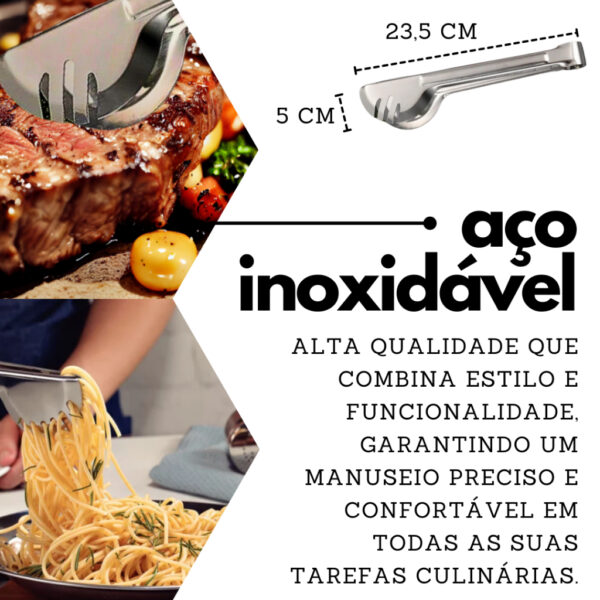 Pegador inox 24 cm Aberto - Imagem 3